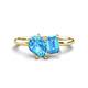 1 - Nadya Pear & Emerald Shape Blue Topaz 2 Stone Duo Ring 