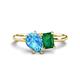 1 - Nadya Pear Shape Blue Topaz & Emerald Shape Emerald 2 Stone Duo Ring 