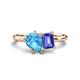 1 - Nadya Pear Shape Blue Topaz & Emerald Shape Tanzanite 2 Stone Duo Ring 