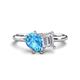 1 - Nadya Pear Shape Blue Topaz & Emerald Shape White Sapphire 2 Stone Duo Ring 