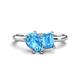 1 - Nadya Pear & Emerald Shape Blue Topaz 2 Stone Duo Ring 