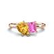 1 - Nadya Pear Shape Citrine & Emerald Shape Pink Sapphire 2 Stone Duo Ring 