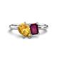 1 - Nadya Pear Shape Citrine & Emerald Shape Rhodolite Garnet 2 Stone Duo Ring 