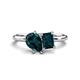 1 - Nadya Pear & Emerald Shape London Blue Topaz 2 Stone Duo Ring 