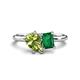 1 - Nadya Pear Shape Peridot & Emerald Shape Emerald 2 Stone Duo Ring 