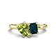 1 - Nadya Pear Shape Peridot & Emerald Shape London Blue Topaz 2 Stone Duo Ring 