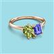 3 - Nadya Pear Shape Peridot & Emerald Shape Tanzanite 2 Stone Duo Ring 