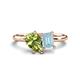 1 - Nadya Pear Shape Peridot & Emerald Shape Aquamarine 2 Stone Duo Ring 