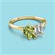 3 - Nadya Pear Shape Peridot & Emerald Shape GIA Certified Diamond 2 Stone Duo Ring 