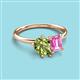 3 - Nadya Pear Shape Peridot & Emerald Shape Pink Sapphire 2 Stone Duo Ring 