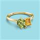 3 - Nadya Pear Shape Peridot & Emerald Shape Citrine 2 Stone Duo Ring 