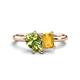 1 - Nadya Pear Shape Peridot & Emerald Shape Citrine 2 Stone Duo Ring 