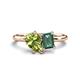 1 - Nadya Pear Shape Peridot & Emerald Shape Lab Created Alexandrite 2 Stone Duo Ring 