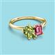 3 - Nadya Pear Shape Peridot & Emerald Shape Pink Tourmaline 2 Stone Duo Ring 