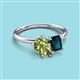 3 - Nadya Pear Shape Peridot & Emerald Shape London Blue Topaz 2 Stone Duo Ring 