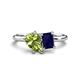 1 - Nadya Pear Shape Peridot & Emerald Shape Blue Sapphire 2 Stone Duo Ring 