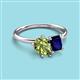 3 - Nadya Pear Shape Peridot & Emerald Shape Blue Sapphire 2 Stone Duo Ring 