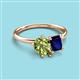 3 - Nadya Pear Shape Peridot & Emerald Shape Blue Sapphire 2 Stone Duo Ring 