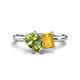 1 - Nadya Pear Shape Peridot & Emerald Shape Citrine 2 Stone Duo Ring 