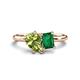 1 - Nadya Pear Shape Peridot & Emerald Shape Emerald 2 Stone Duo Ring 
