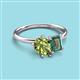 3 - Nadya Pear Shape Peridot & Emerald Shape Lab Created Alexandrite 2 Stone Duo Ring 