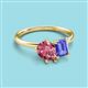 3 - Nadya Pear Shape Pink Tourmaline & Emerald Shape Tanzanite 2 Stone Duo Ring 