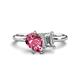 1 - Nadya Pear Shape Pink Tourmaline & Emerald Shape Forever One Moissanite 2 Stone Duo Ring 