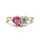 1 - Nadya Pear Shape Pink Tourmaline & Emerald Shape Forever One Moissanite 2 Stone Duo Ring 