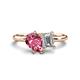 1 - Nadya Pear Shape Pink Tourmaline & Emerald Shape Forever One Moissanite 2 Stone Duo Ring 