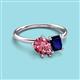 3 - Nadya Pear Shape Pink Tourmaline & Emerald Shape Blue Sapphire 2 Stone Duo Ring 