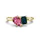 1 - Nadya Pear Shape Pink Tourmaline & Emerald Shape London Blue Topaz 2 Stone Duo Ring 