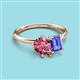 3 - Nadya Pear Shape Pink Tourmaline & Emerald Shape Tanzanite 2 Stone Duo Ring 