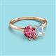 3 - Nadya Pear Shape Pink Tourmaline & Emerald Shape Aquamarine 2 Stone Duo Ring 