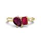 1 - Nadya Pear Shape Rhodolite Garnet & Emerald Shape Ruby 2 Stone Duo Ring 
