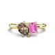 1 - Nadya Pear Shape Smoky Quartz & Emerald Shape Pink Sapphire 2 Stone Duo Ring 
