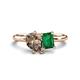 1 - Nadya Pear Shape Smoky Quartz & Emerald Shape Emerald 2 Stone Duo Ring 