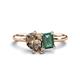 1 - Nadya Pear Shape Smoky Quartz & Emerald Shape Lab Created Alexandrite 2 Stone Duo Ring 