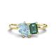 1 - Nadya Pear Shape Aquamarine & Emerald Shape Lab Created Alexandrite 2 Stone Duo Ring 