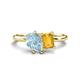 1 - Nadya Pear Shape Aquamarine & Emerald Shape Citrine 2 Stone Duo Ring 