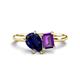 1 - Nadya Pear Shape Lab Created Blue Sapphire & Emerald Shape Amethyst 2 Stone Duo Ring 