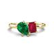 1 - Nadya Pear Shape Lab Created Emerald & Emerald Shape Ruby 2 Stone Duo Ring 