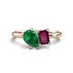 1 - Nadya Pear Shape Lab Created Emerald & Emerald Shape Rhodolite Garnet 2 Stone Duo Ring 