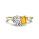 1 - Nadya Pear Shape Forever Brilliant Moissanite & Emerald Shape Citrine 2 Stone Duo Ring 
