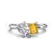 1 - Nadya Pear Shape Forever One Moissanite & Emerald Shape Citrine 2 Stone Duo Ring 