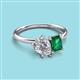 3 - Nadya Pear Shape Forever One Moissanite & Emerald Shape Emerald 2 Stone Duo Ring 