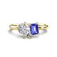 1 - Nadya Pear Shape Forever One Moissanite & Emerald Shape Tanzanite 2 Stone Duo Ring 