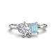 1 - Nadya Pear Shape Forever One Moissanite & Emerald Shape Aquamarine 2 Stone Duo Ring 