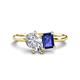 1 - Nadya Pear Shape Forever One Moissanite & Emerald Shape Iolite 2 Stone Duo Ring 
