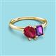 3 - Nadya Pear Shape Lab Created Ruby & Emerald Shape Amethyst 2 Stone Duo Ring 