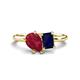 1 - Nadya Pear Shape Lab Created Ruby & Emerald Shape Blue Sapphire 2 Stone Duo Ring 